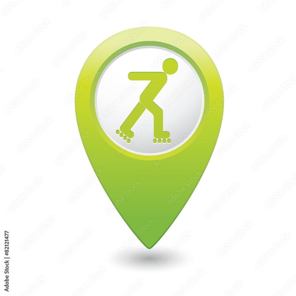 Map pointer with roller skating icon Map pointer with roller skating icon