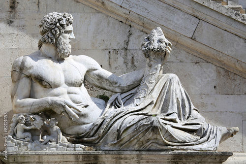 Photography Statue del Tevere in Rome, Italy