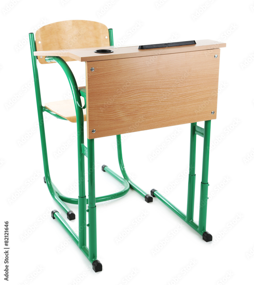 Wooden desk and chair isolated on white Wooden desk and chair isolated on white