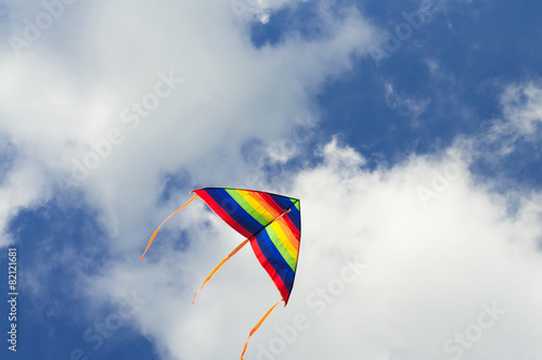 Kite flying in the clouds