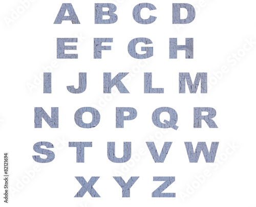 Peel alphabets letter on white background (grunge texture)