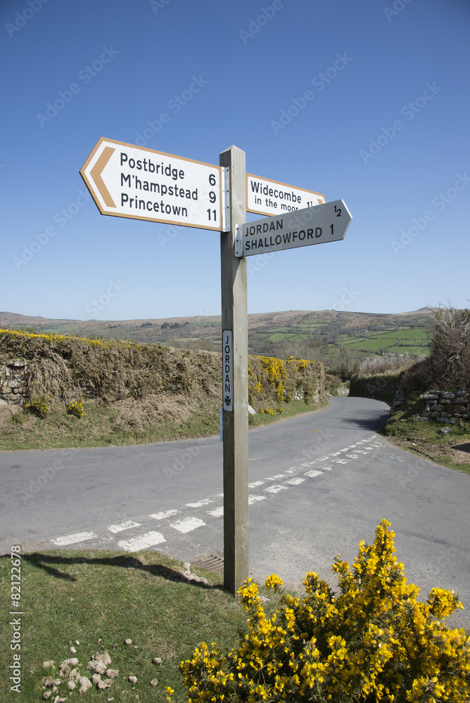 Signpost on Dartmoor Devon UK