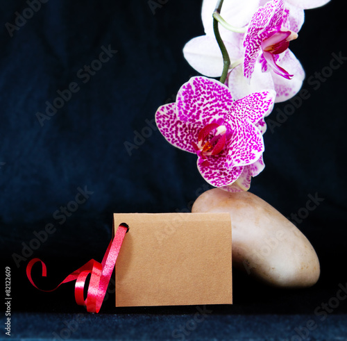 Wellnes card and pink orchid.