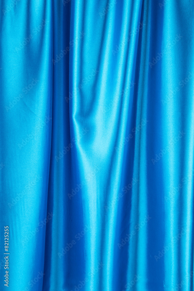 Blue silk drapery.