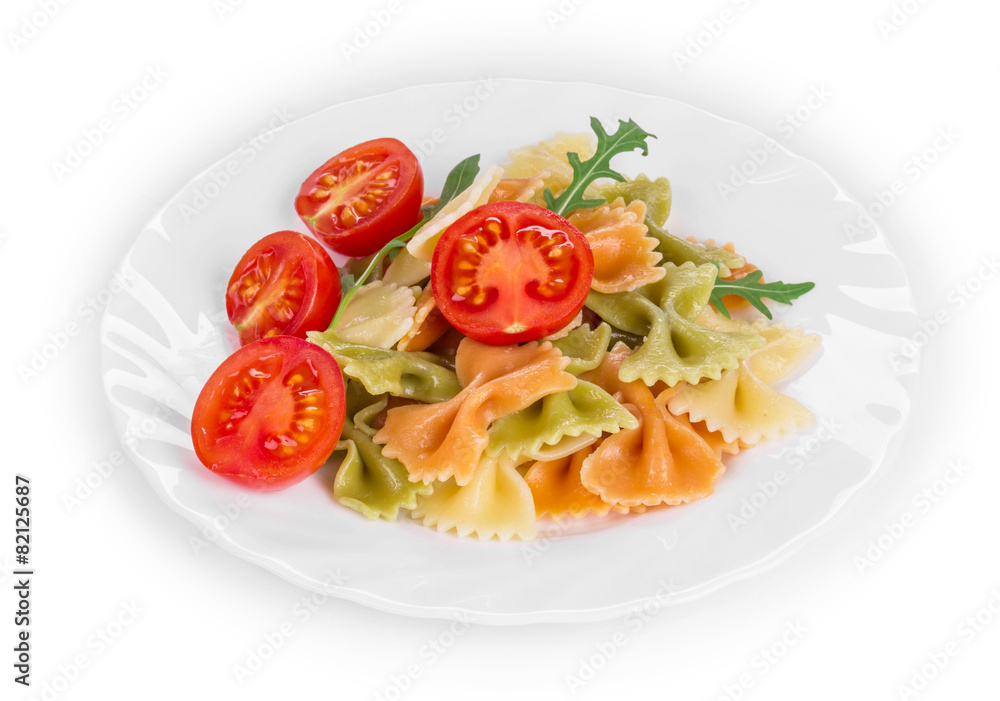Pasta farfalle with tomatoes. Pasta farfalle with tomatoes.