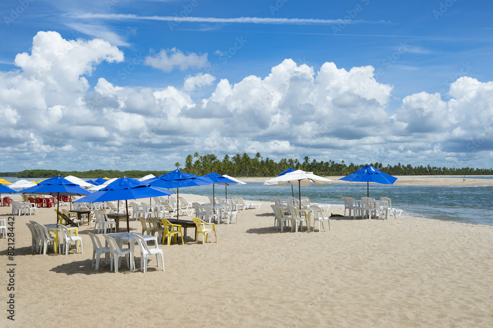 Beach Chairs Bahia Island Nordeste Brazil