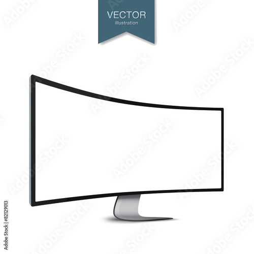 Monitor with a clear transparent screen, unusual angle view