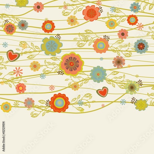 Greeting card with flowers, vector illustration