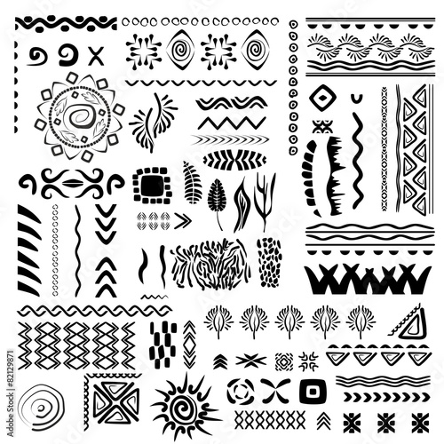 Hand-drawn vector line border set and design element