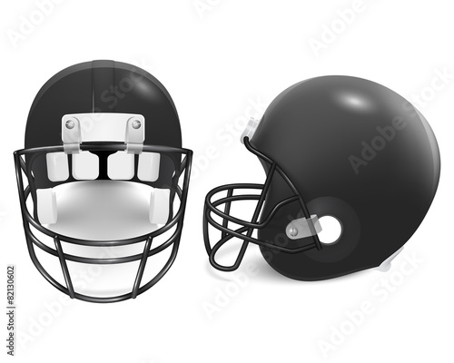Two vector football helmets - front and side view
