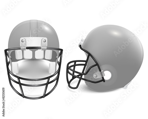 Two vector football helmets - front and side view