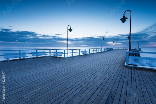 Fototapeta Naklejka Na Ścianę i Meble -  Beautiful morning seascape with wooden pier