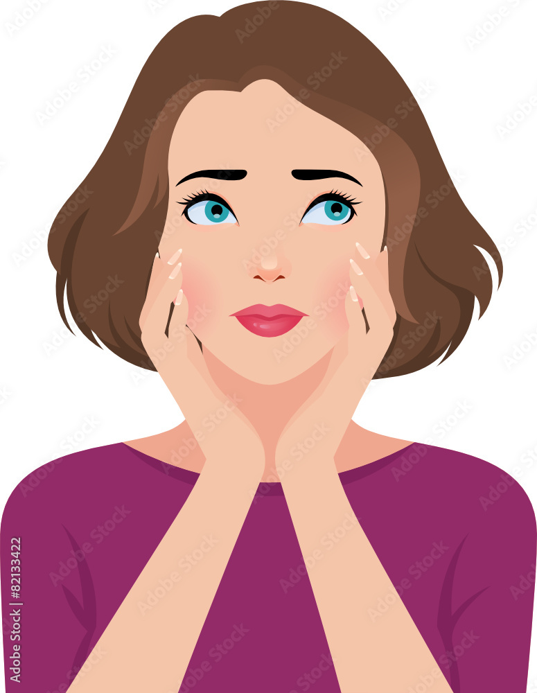 Portrait of upset unhappy young woman or girl