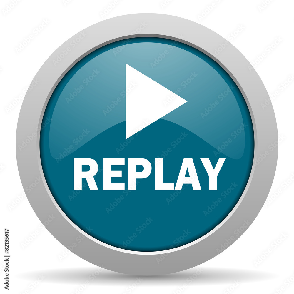 replay blue glossy web icon replay blue glossy web icon