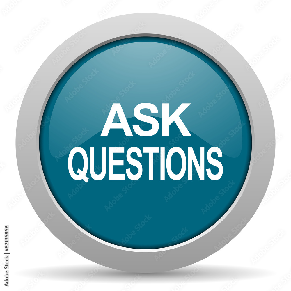 ask questions blue glossy web icon