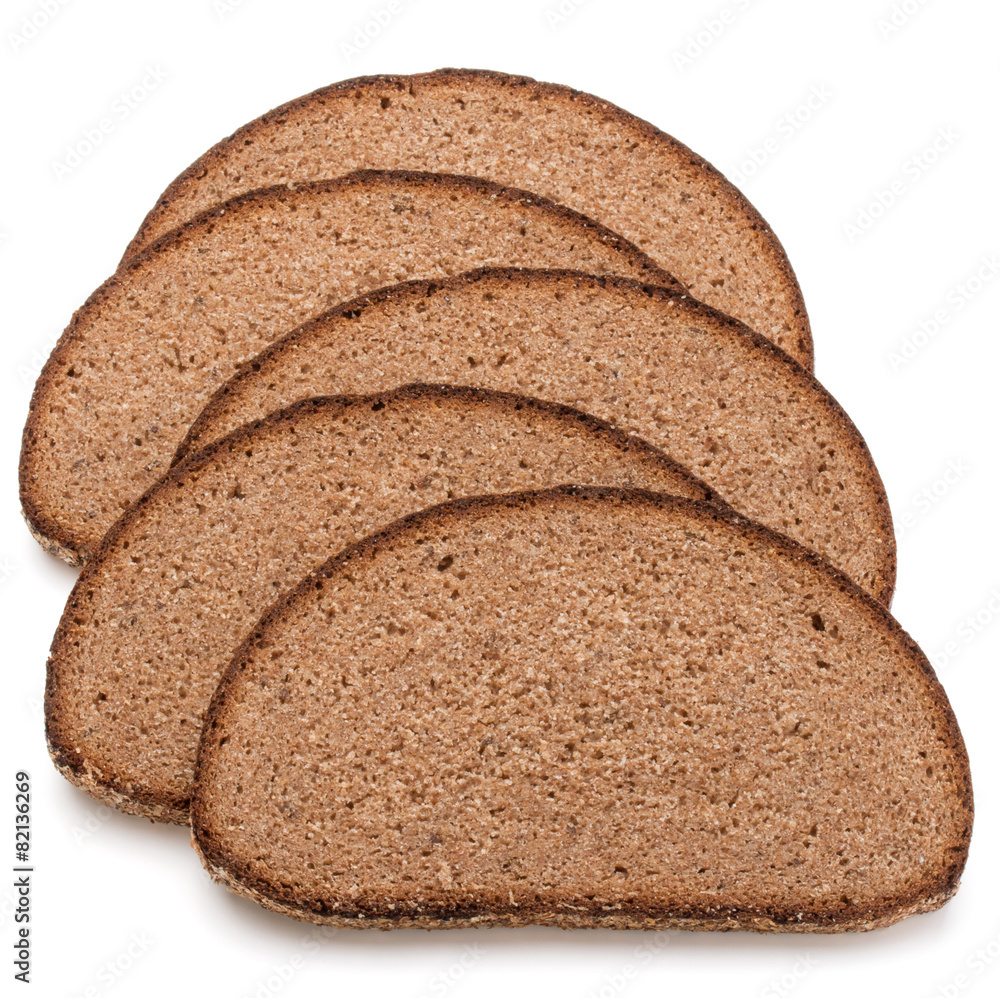 Slice of fresh rye bread isolated on white background cutout Slice of fresh rye bread isolated on white background cutout