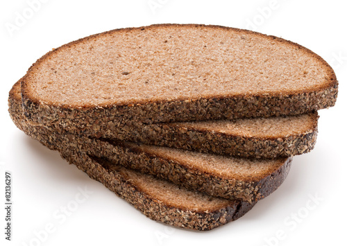 Slice of fresh rye bread isolated on white background cutout