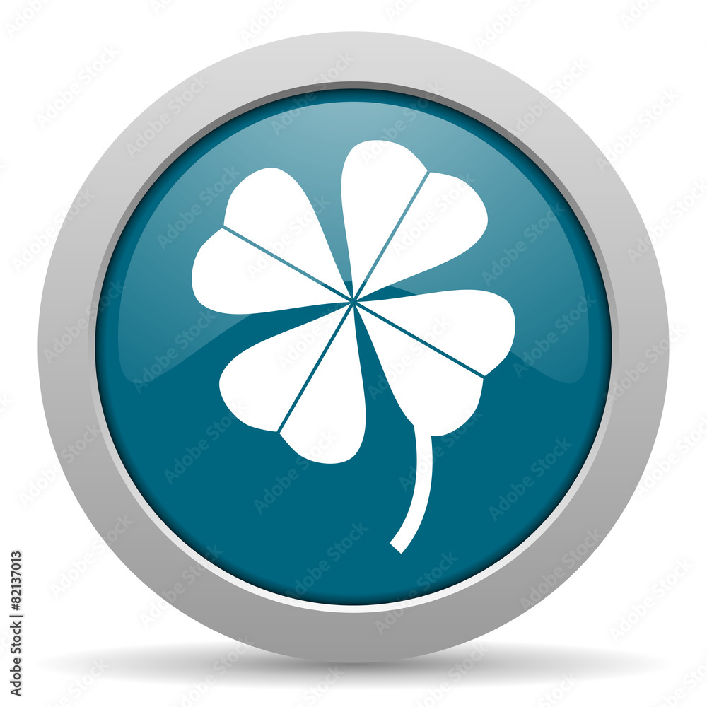 four-leaf clover blue glossy web icon four-leaf clover blue glossy web icon