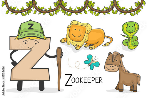 Illustration of alphabet occupation - Letter Z for Zookeeper