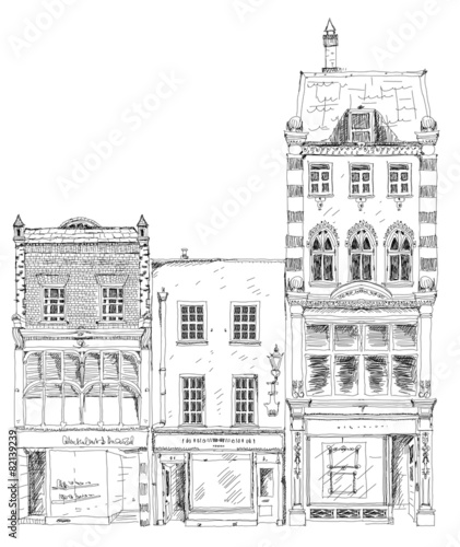 Fototapeta Bond street houses, London. Sketch collection