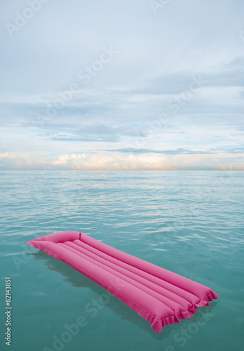 Inflatable raft floating in tropical water