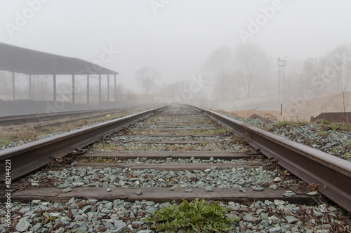 Railway rails on cross ties