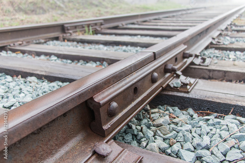Photography Railway rails on cross ties