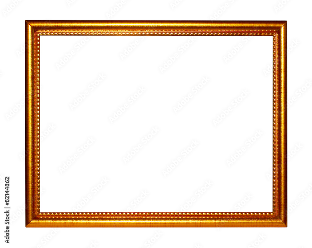 Picture frame gold dark tones wood frame in white background. Picture frame gold dark tones wood frame in white background.