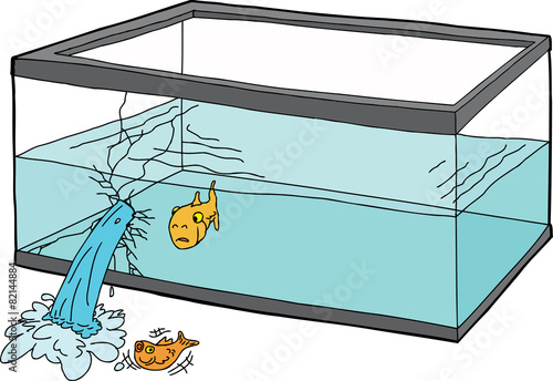 Worried Fish in Broken Tank