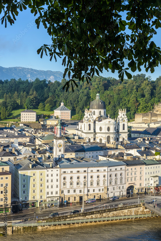 Obraz premium Salzburg general view from Kapuzinerberg viewpoint, Austria