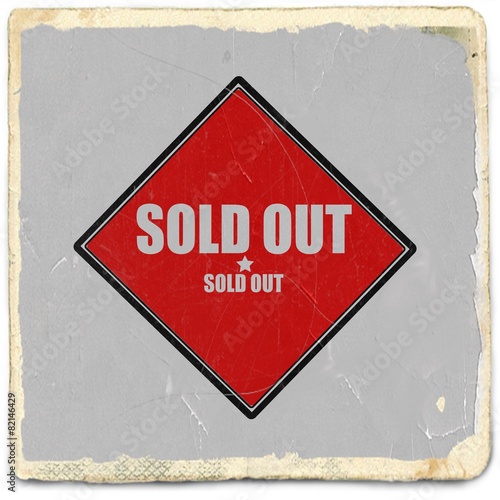 Sold out  white stamp text on red background © fordzolo