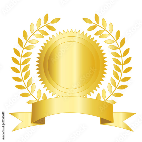 Gold ribbon , laurel and seal