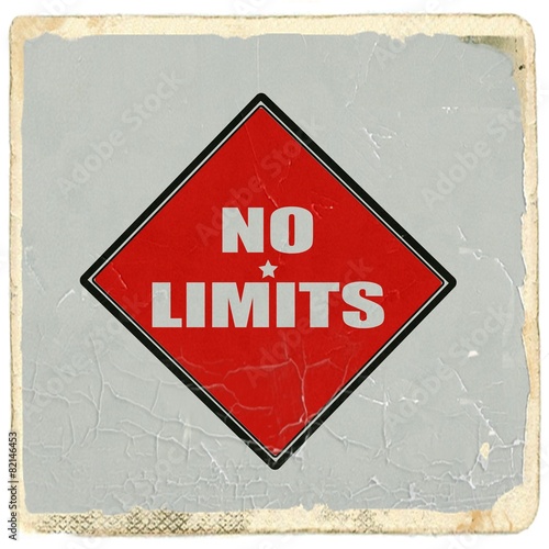 No limits white stamp text on red background old