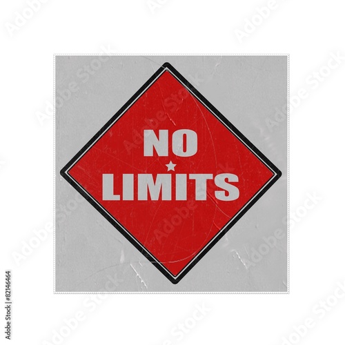 No limits white stamp text on red background old