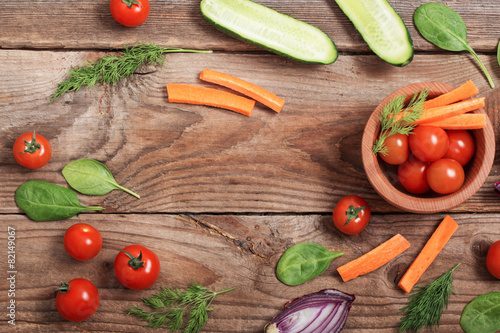 vegetable on wooden background