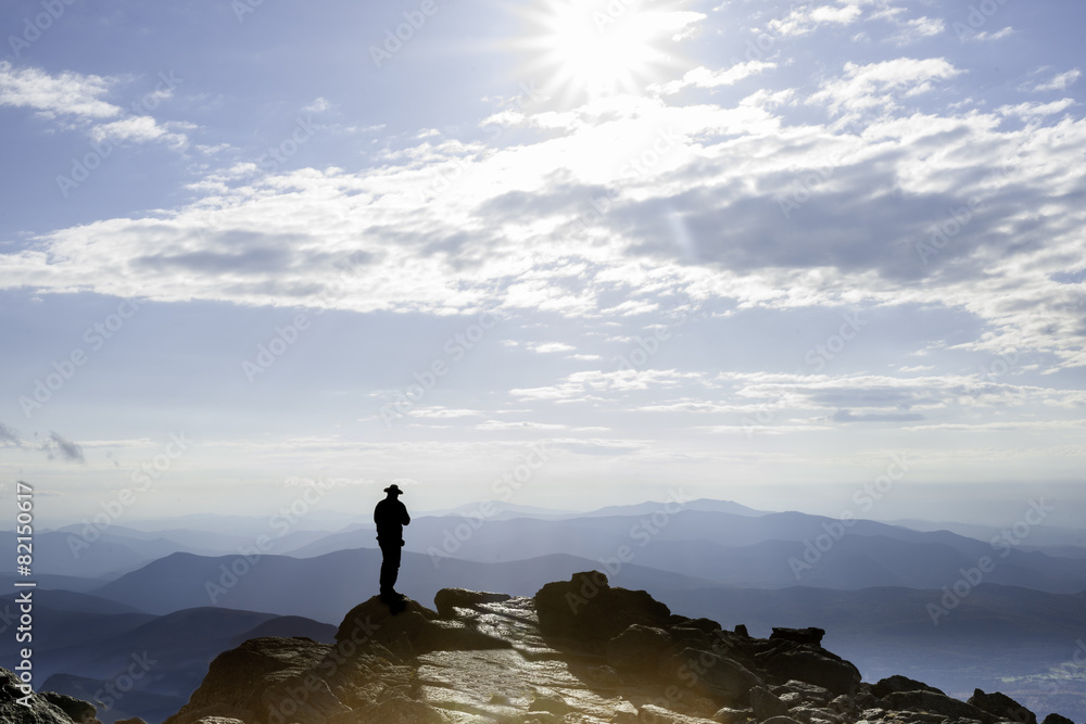 Man silhouetted on New Hampshire's Mt Washington. Man silhouetted on New Hampshire's Mt Washington.