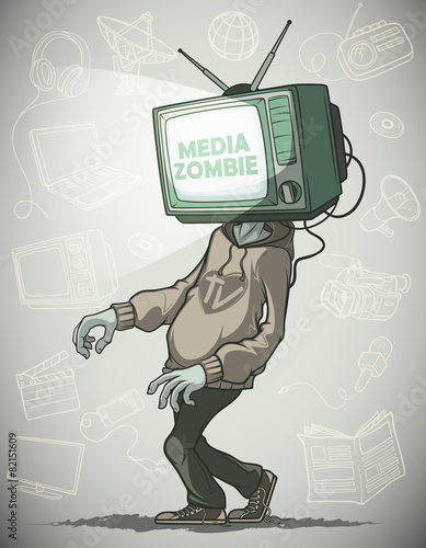 Media zombie with a tv instead of a head