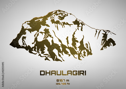 Outline vector illustration of bronze Dhaulagiri photo