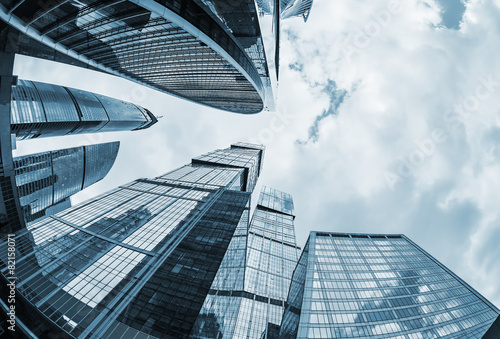 futuristic modern skyscrapers of glass and metal photo