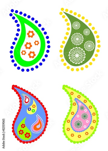 illustration dedicated to the set in style of paisley.
