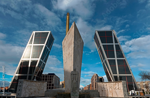 Twin leaning towers in Puerta de Europa in Madrid