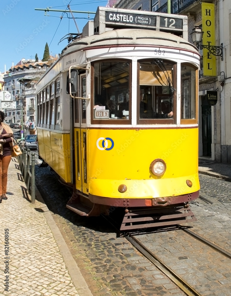 Lisbon tram in Alfama district, Lisbon.