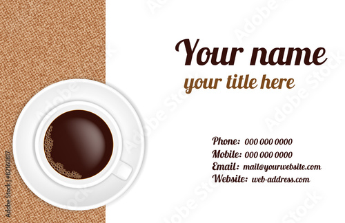 Background for business card with a Cup of coffee