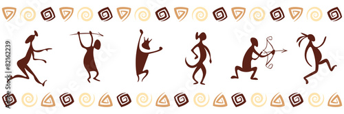 Pattern with funny cave paintings