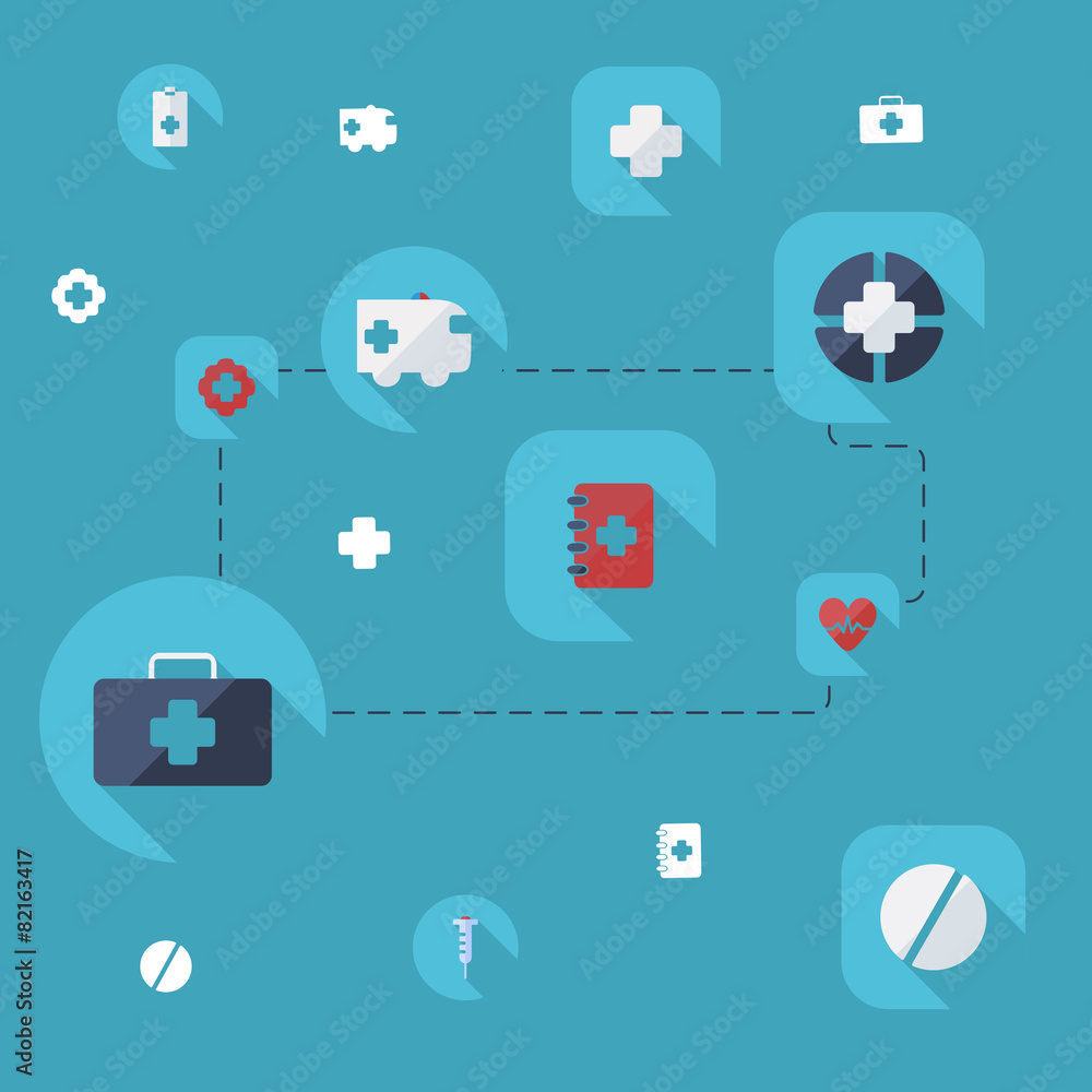 Flat concept, set modern design with shadow Flat concept, set modern design with shadow
