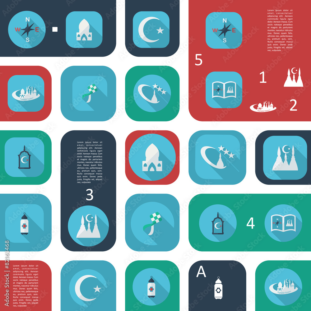 Flat concept, set modern design with shadow Flat concept, set modern design with shadow