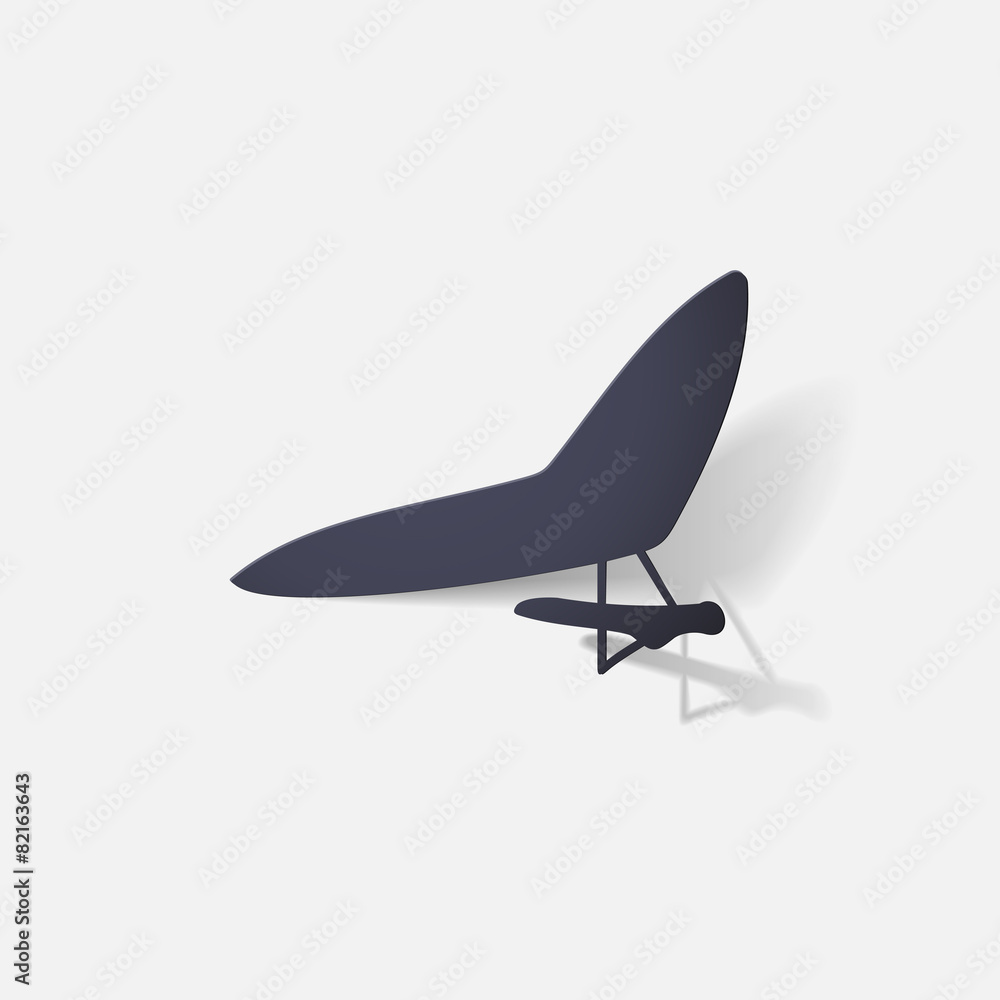 Paper clipped sticker: aircraft, glider Paper clipped sticker: aircraft, glider