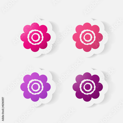 Realistic paper sticker: flowers. camomile