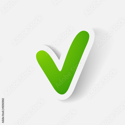 Paper clipped sticker: tick