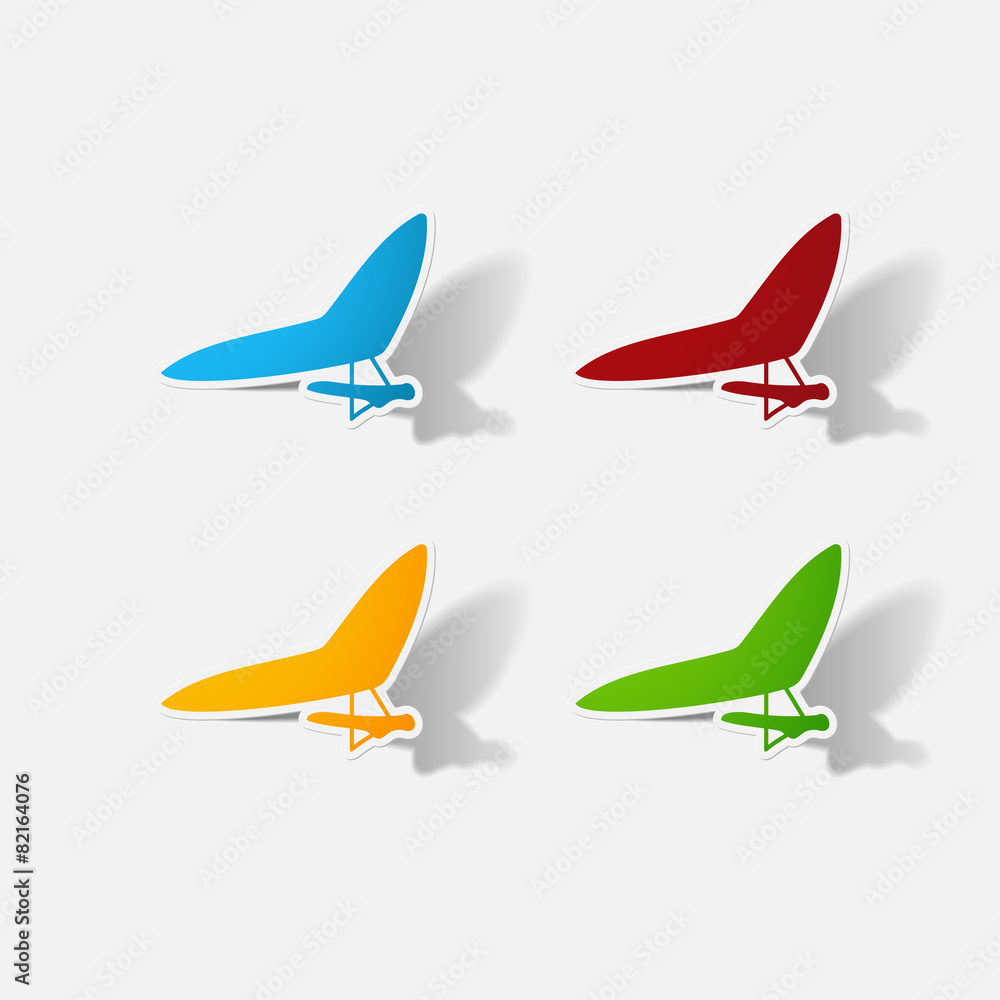 Paper clipped sticker: hang-glider